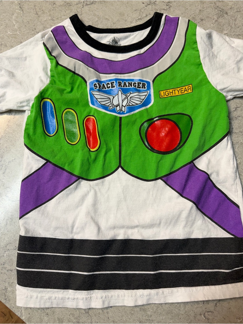Disney Buzz Lightyear Graphic Tee in Green, White & Purple